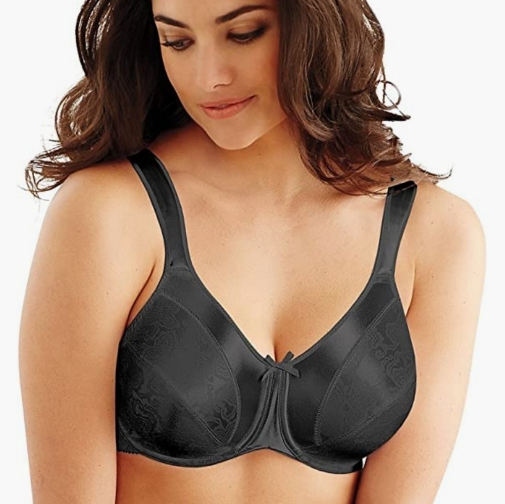 Bali Satin Tracings Underwire Minimizer Bra (3562) in Black Size 42DDD